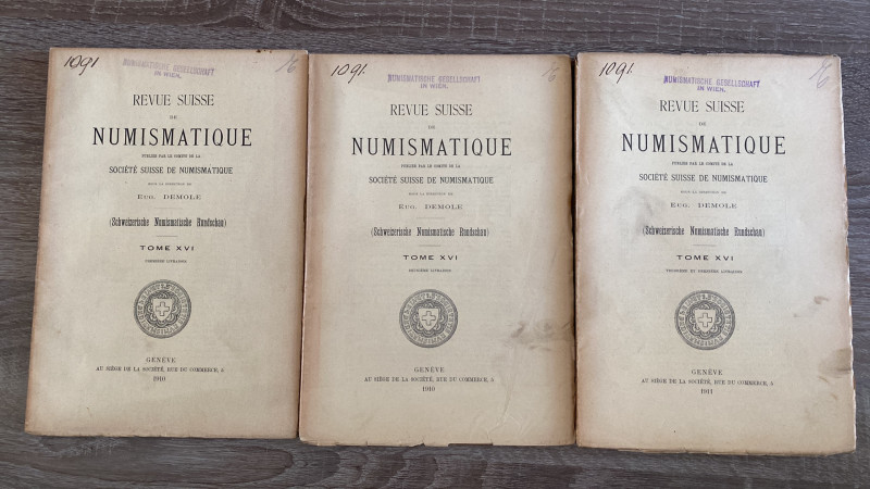 REVUE SUISSE DE NUMISMATIQUE - Tome XVI (Genève, 1910-1911) - Première, deuxieme...