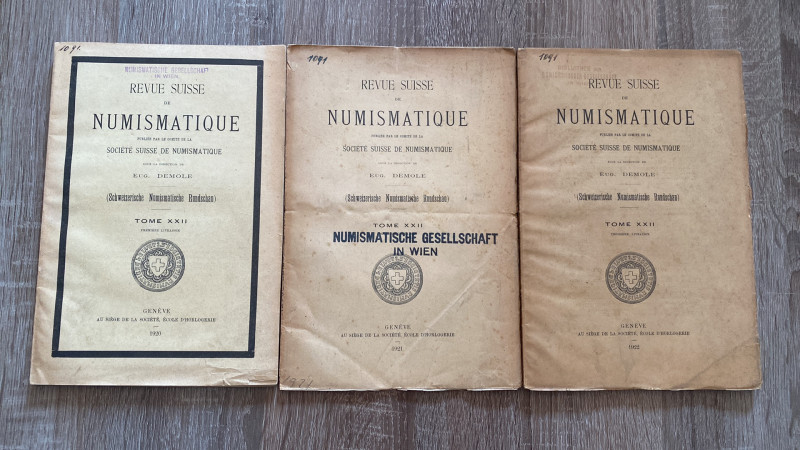 REVUE SUISSE DE NUMISMATIQUE - Tome XXII (Genève, 1920-1922) - Première, seconde...