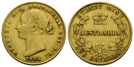 Victoria, 1837-1901 Sovereign 1866 Sydney. 22.05 mm. Gold 0.916. KM 4, Friedberg 10. 7.97 g. Schön - Sehr schön / Fine - Very fine.