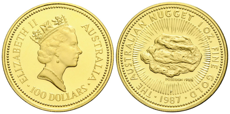 Elizabeth II. 1952-2022 100 Dollars 1987 Perth Mint. 32.1 mm. 1 oz. Gold .999 Bu...