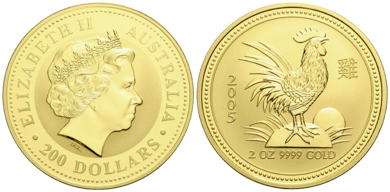 Elizabeth II. 1952-2022 200 Dollars 2005 Perth Mint. 41.0 mm. 2 oz. Gold .9999 B...