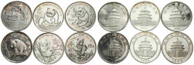 Republik / Republic
 10 Yuan 1989 / 1990 / 1991 / 1995 / 1996 / 1997. 40.0 mm. Silber / Silber 0.999, 1 oz/Unze Panda Bullion. KM A221 / 276 / 386 / ...