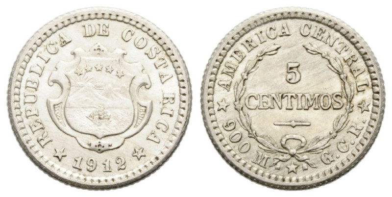 5 centimos 1912. Costa Rica. 15 mm. Silber / Silver. KM 145. 1.00 g. Fast FDC / ...