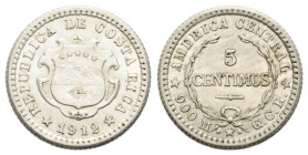 5 centimos 1912. Costa Rica. 15 mm. Silber / Silver. KM 145. 1.00 g. Fast FDC / About uncirculated.
