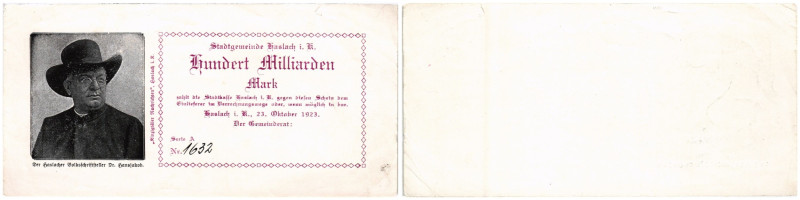 Baden-Württemberg
 Lot 1923, 23. Oktober. Notgeld 100 & 25 Milliarden / billion...