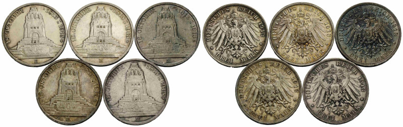 Sachsen / Saxony
Friedrich August III. 1904-1918 3 Mark 1913, E Muldenhütten. 3...