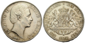 Kaiserreich / Empire Bayern, Königreich
Ludwig II. 1864-1886 Taler 1870 33.0 mm. Silber / Silver 0.900 thaler. Louis II Rv. Legend: EIN VEREINSTHALER...