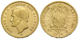 Kaiserreich / Empire Sachsen, Königreich
Johann, 1854-1873 20 Mark 1872. Deutschland / Germany. John of Saxony. Gold. 22.4 mm. AKS 121. / KM 1233. 7....