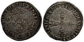 Königreich und Republik / Kingdom and Republic
Henri III. 1574-1589 1/8 Ecu 1587 C, St. Lô. 28.0 mm. Lettering : SIT.NONEM.DOMINI.BENEDICTVM / HENRIC...
