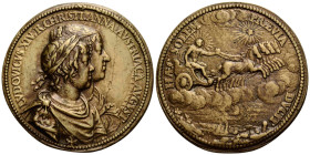 Königreich und Republik / Kingdom and Republic
Louis XIV. 1643-1715 Messingmedaille / Brass medal 1643. 49.5 mm. Ludwig XIV (geharnischtes Brustbild ...