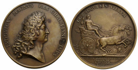 Königreich und Republik / Kingdom and Republic
Louis XIV. 1643-1715 Bronzemedaille / Bronze medal 1674. 72.0 mm. Ludwig XIV, auf die zweite Eroberung...