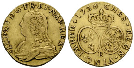 Königreich und Republik / Kingdom and Republic
Louis XV. 1715-1774 Louis d'or 1726 B, Rouen. 22.3 mm. Gold 0.917. Draped bust. Rv. Crown over two ova...