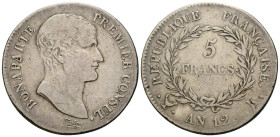 Königreich und Republik / Kingdom and Republic
Consulat, 1799-1804 5 Francs AN12 K, Bordeaux. Guillaume Duthil, Mint Master, Bordeaux (1803-1805). 37...