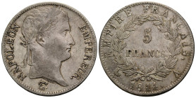 Königreich und Republik / Kingdom and Republic
I. Kaiserreich. Napoleon I. 1804-1815 5 Francs 1814 A, Paris. 37.0 mm. Silber / Silver 0.900. KM 694.1...