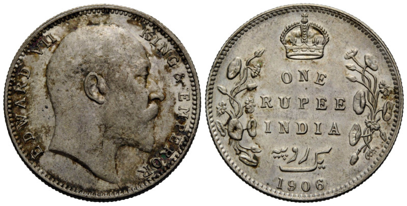 British India
Edward VII. 1901-1910 One Rupee 1906. 30.6 mm. 11.63 g. Sehr schö...