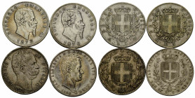 Königreich / Kingdom
Vittorio Emanuele II. 1861-1878 5 Lire 1872 & 1876 KM 8. / 1879 Umberto I & 1844 Savoia. 37.0 mm. Silber / Silver 0.900. Lot aus...