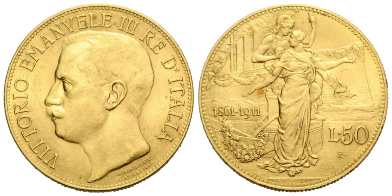 Königreich / Kingdom
Vittorio Emanuele III. 1900-1946 50 Lire 1911. 28.0 mm. Go...