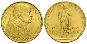 Vatikan - Kirchenstaat / Vatican - Church State
Pius XI. 1922-1939 100 Lire 1933/1934. Italien / Italy. 23.7 mm. Gold. Auf das Heilige Jahr / On the ...