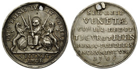 Venedig / Venice / Venezia
Alvise Mocenigo II. 1700-1709 Silbermedaille / Silver medal 1706 Bern. 26.0 mm. auf das Bündnis zwischen Venedig, Zürich u...