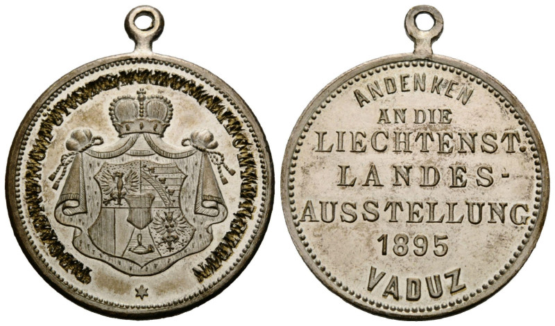 Johann II. 1858-1929 Versilberte Messingmedaille / Silver-plated brass medal 189...