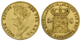 Königreich der Niederlande / Kingdom of the Netherlands / Kingdom of the Netherlands
Wilhelm I. 1813-1840 5 Gulden 1826 B, Brüssel. 18.0 mm. Gold. Fr...