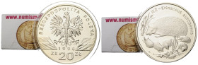 Republik / Republic 20 Zlotych 1996. 38.61 mm. Third Republic. Silber / Silver 0.925. Hedgehog (Erinaceus europaeus). Y 312. 31.10 g. Polierte Platte ...