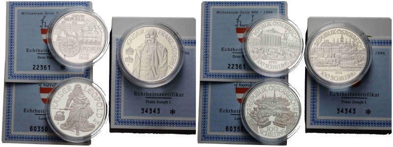 II. Republik, seit 1945 100 Schilling 1992 / 1993 / 1994 / 1995, Vienna. 34.0 mm...