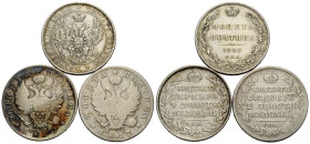 Russian Empire and Federation Nicholas I. 1825-1855
 Poltina 1845, 1820, 1817. 1845 10.37 g., 28.5 mm. Silber / Silver 1/2 Rouble. Alexander I. 1801-...
