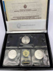 Republik
 1000 & 500 Lire (2x). 1981. Silber / Silver 0.835: 14.6 g. 31.4 mm. 1000 Lire, 11.0 g. 29.0 mm. 500 Lire x 2, Trittico di Monete d'Argento ...