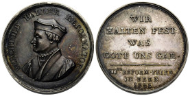 Bern / Berne
 Silbermedaille / Silver medal 1828. 36.3 mm. Auf die 300-Jahrfeier der Reformation in Bern. Brustbild Berchtold Hallers nach links. Rs....