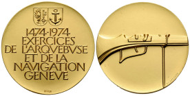 Genf / Geneva / Genève
 Goldmedaille / Gold medal 1974. 40.0 mm. Gold 0.750 HF. Arkebuse und Navigation Übungen Genf / Arquebus and navigation exerci...