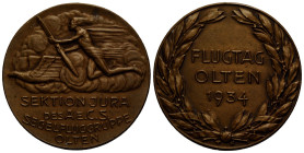 Solothurn
 Messingmedaille / Brass medal 1934. 34.0 mm. SEKTION JURA / DES AE.C.S. / SEGELFLUGGRUPPE / OLTEN. Rv. Inscription: FLUGTAG / OLTEN / 1934...
