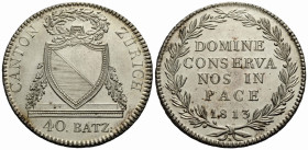 Zürich Stadt und Kanton / City and canton
 Neutaler (Ag), 40 Batzen 1813. 41.7 mm. Silber / Silver. Cantonal Coin, new thaler. HMZ 2-1172a. Variante ...