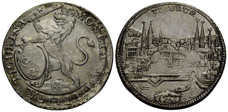 Zürich Stadt / City
 1/2 Taler 1745. 33.0 mm. Stadtansicht Halbtaler Silber / S...