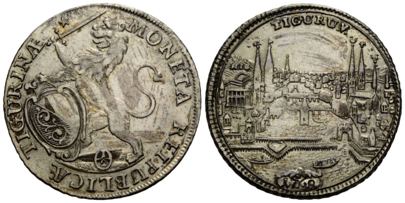 Zürich Stadt / City
 1/2 Taler 1768. 33.0 mm. Stadtansicht Halbtaler Silber / S...