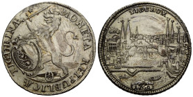 Zürich Stadt / City
 1/2 Taler 1768. 33.0 mm. Stadtansicht Halbtaler Silber / Silver 1/2 thaler city view. HMZ 2-1165hhh. 12.94 g. Gereinigt / Cleane...