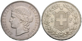 Eidgenossenschaft / Confederation Bundesmünzen / Federal Coins
 5 Franken 1907 B, Bern. 37.0 mm. Silber / Silver. HMZ 2-1198k. 25.00 g. Einige Kratze...