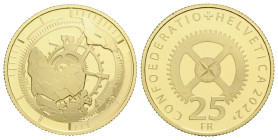 Eidgenossenschaft / Confederation Bundesmünzen / Federal Coins
Gedenkmünzen / Commemorative coins 25 Franken 2022 B, Bern. 20.0 mm. Gold 0.900. Sonde...