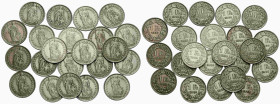 Eidgenossenschaft / Confederation Bundesmünzen / Federal Coins
 1 Franken 1955 B, Bern. 23.0 mm. Silber / Silver 0.835. Lot aus 22 Stücke mit einem T...