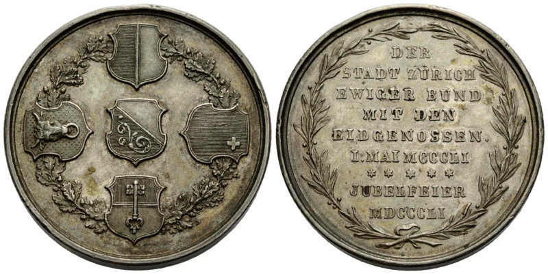 Medaillen / Medals Zürich
 Silbermedaille / Silver medal 1851. 40.0 mm. Auf die...