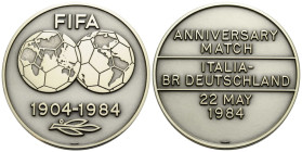 Medaillen / Medals
 Messingmedaille versilbert / Brass medal silver plated 1984. 50.0 mm. FIFA 1904-1984. Rv. Legend ANNINVERSARY MATCH / ITALIA - / ...