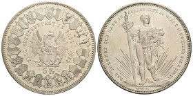 Schützentaler & Schützenmedaillen / Shooting talers & Shooting medals Basel / Basle / Bâle
 5 Franken / 5 Francs 1879. 37.0 mm. Silber / Silver. Schü...