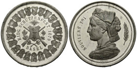 Schützentaler & Schützenmedaillen / Shooting talers & Shooting medals Basel / Basle / Bâle
 Weissmetallmedaille / White metal medal 1879 47.0 mm. Bas...