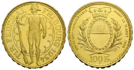 Schützentaler & Schützenmedaillen / Shooting talers & Shooting medals Freiburg / Fribourg
 100 Franken 1934, Bern. 31.0 mm. Tir fédéral / Eidgenössis...