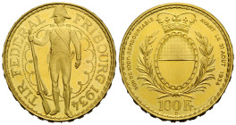 Schützentaler & Schützenmedaillen / Shooting talers & Shooting medals Freiburg / Fribourg
 100 Franken 1934, Bern. 31.0 mm. Tir fédéral / Eidgenössis...