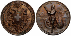 Schützentaler & Schützenmedaillen / Shooting talers & Shooting medals Genf / Geneva / Genève
 Kupfermedaille / Copper medal 1887 45.0 mm. Tir fédéral...