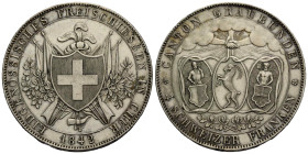Schützentaler & Schützenmedaillen / Shooting talers & Shooting medals Graubünden / Grisons
 4 Franken 1842 39.7 mm. Silber / Silver. Chur. Eidgenössi...