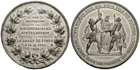 Schützentaler & Schützenmedaillen / Shooting talers & Shooting medals Neuenburg / Neuchâtel
 Weissmetallmedaille / White metal medal 1863 51.5 mm. La...