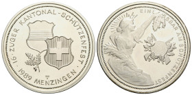 Schützentaler & Schützenmedaillen / Shooting talers & Shooting medals Zug
 50 Franken 1989 37.1 mm. Menzingen. Silber Schützentaler Zuger Kantonal-Sc...