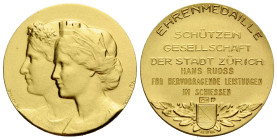 Schützentaler & Schützenmedaillen / Shooting talers & Shooting medals Zürich / Zurich
 Goldmedaille / Gold medal o.J. / ND. 27.0 mm. AU 0.750. Schütz...